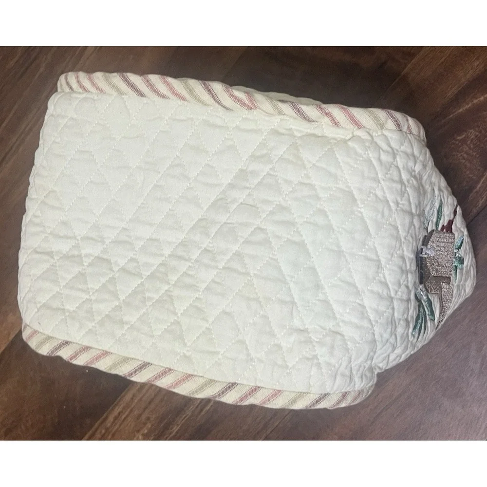 Vintage 1980s Embroidered Quilted Cotton Appliance Cover Coffee Maker Blender